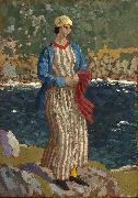 John Augustus Atkinson Woman by a Riverbank painting